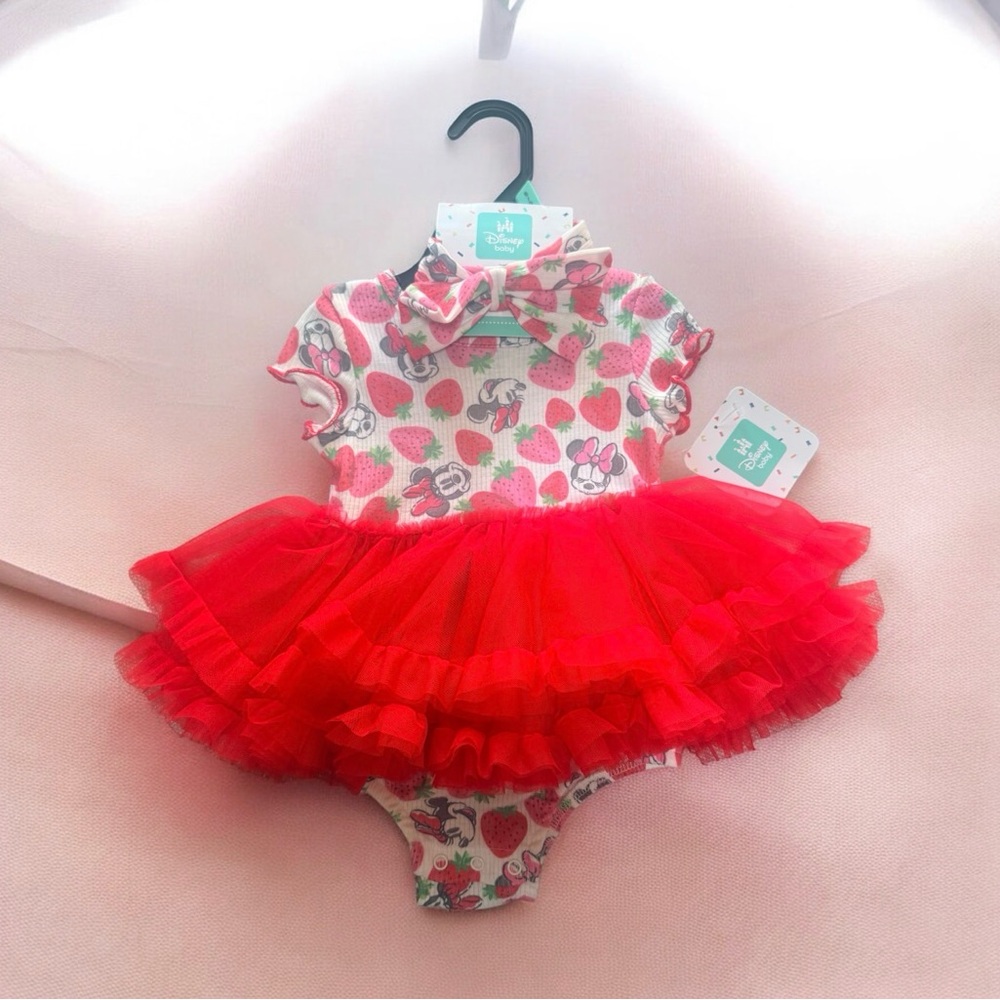 Disney Baby Red Minnie Mouse TuTu Dress 6/9 months NEW